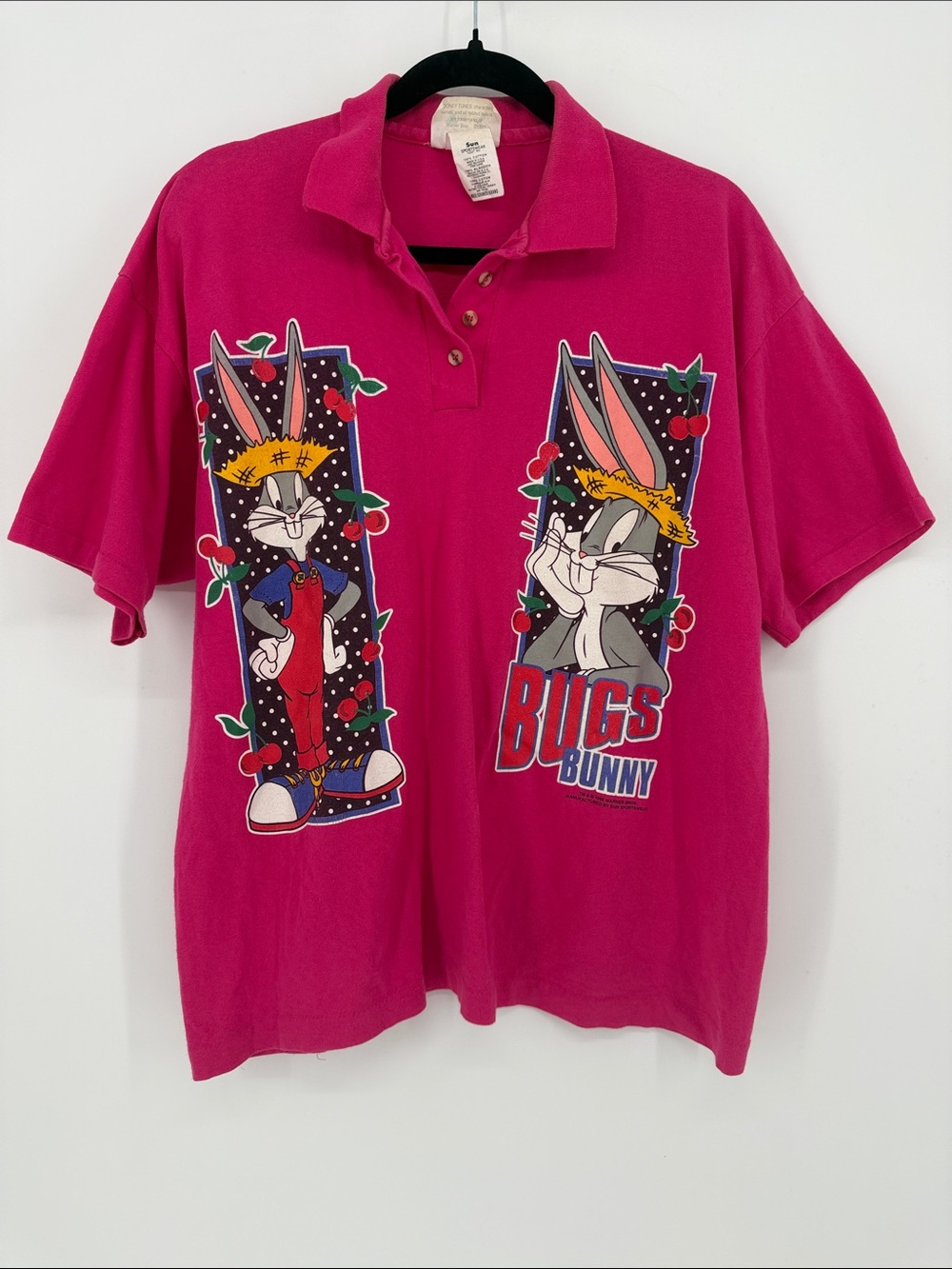 Vintage 1995 Looney Tunes Bugs Bunny Polo Shirt Men’s L USA Made 90s